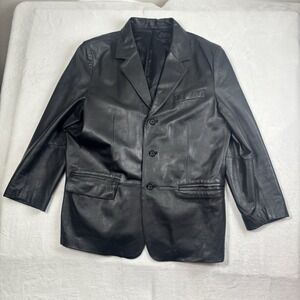 VTG LP Uomo Collection Black Leather Long Sleeve Jacket Women's XL